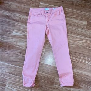 Y2k Baby Pink Rolled Crop Skinny Jeans